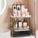 Delamu Bathroom Organizers and Storage, 2-Tier 2-Drawer Makeup Organizer Countertop, Easy to Install, Ideal for Bathroom Storage, Vanity, Large Skincare, Perfume, Present, and More, Black