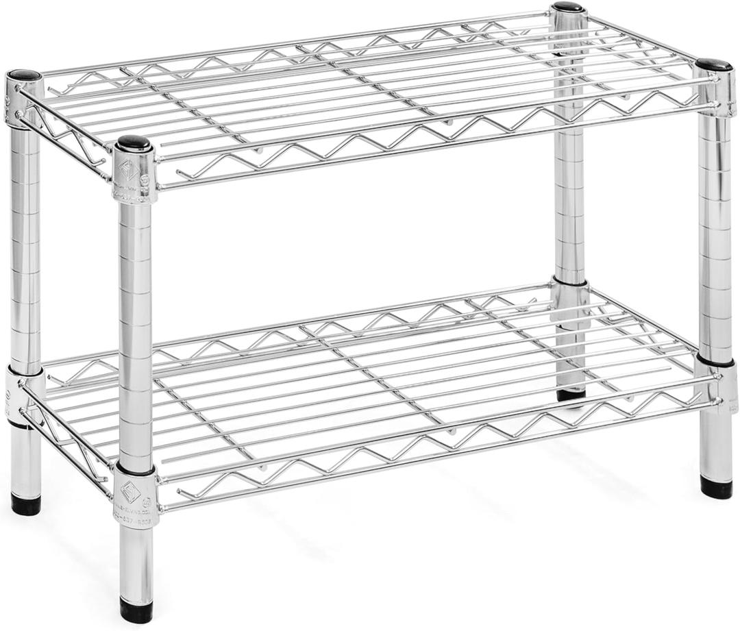 Shelving Inc. 8" d x 24" w Chrome Wire Shelving with 2 Tier Shelves, Weight Capacity 800lbs Per Shelf