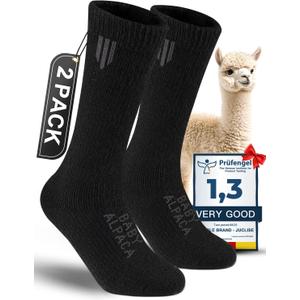 Alpaca Wool Crew Socks Men and Women,Thick Thermal Winter Cold Weather Hunting Hiking,Moisture Wicking Cushioned (X-Large, Black)