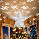 Christmas Tree Topper Lighted with 6 Projection Modes,Christmas Star Tree Topper Built-in LED Rotating Projector Lights 3D Sparkling Christmas Tree Decorations for Xmas Party Holiday Decor(Silver)