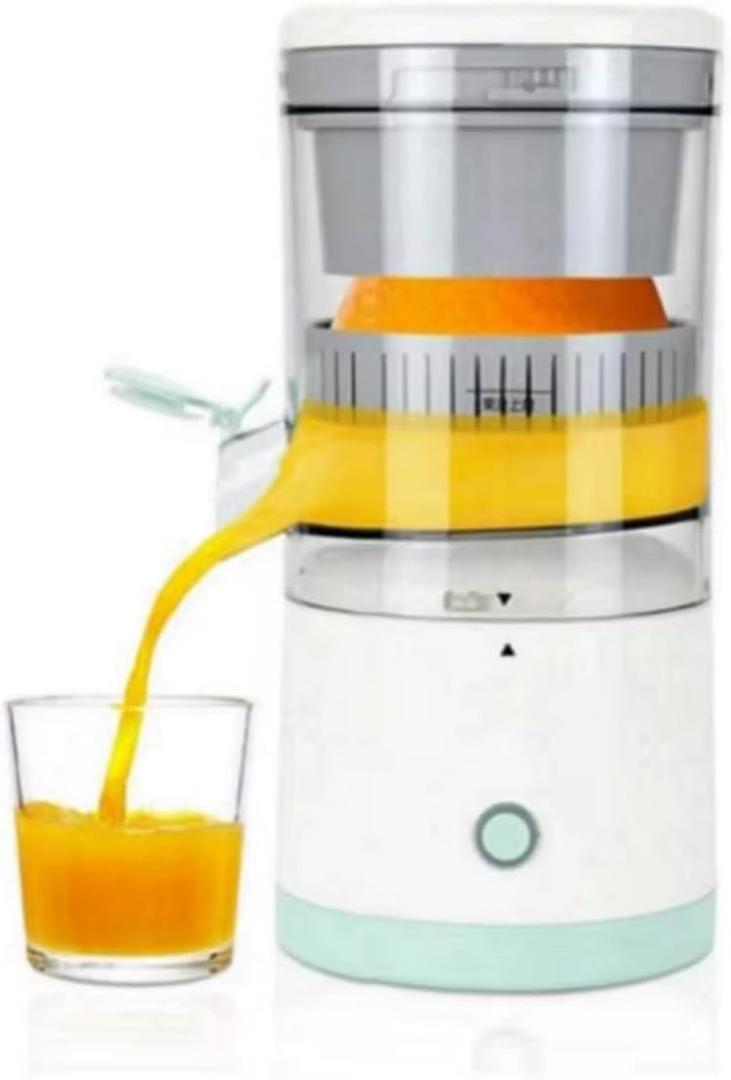 Electric Citrus Juicer, Automatic Orange Juice Extractor, White and Mint Green, Kitchen Appliance with Pour Spout