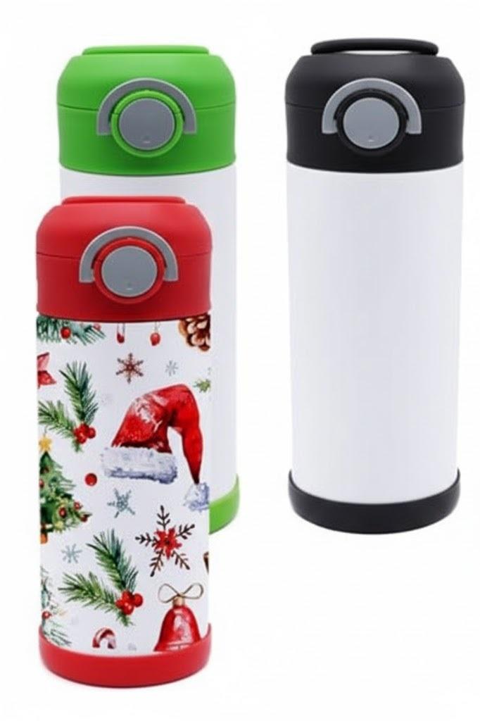 ZREGGUR 3pack Mixed coloer 12oz sublimation tumbler kids sippy cup blank stainless steel thermos kids water bottle for school toddler cups spill proof with straw and lid