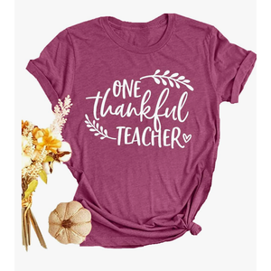 Women Thanksgiving T Shirt Thankful Shirts Thanks Letter Print Shirt Casual Holiday Short Sleeve Tops Size L