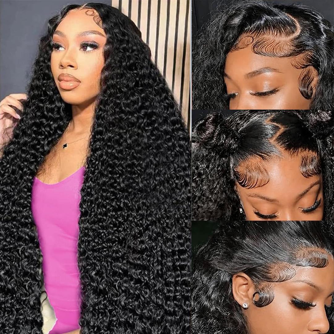 EGK 13x6 HD Lace Deep Wave Human Hair Wig, 30 Inch 220% Density | Premium 13x6 HD Lace Deep Wave Human Hair Wig Pre Plucked for Women, Natural Hairline, Glueless & Full Volume