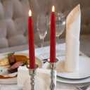 Red Christmas Flameless Taper Candles with Remote, Flickering Battery Operated LED Candlesticks Set of 6