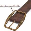 Women Western Belt Vintage Metal Buckle Leather Belts Country Cowboy Cowgirl Belt for Jeans Pant Dress (Brown)