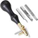 SiiRo 3 in 1 Leather Groover Tool, Edge Beveler Leather Tool with Adjustable Stitching Groover, Leather Carving Cutting Edge Tools, Leather Working Tools for DIY Leathercraft