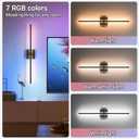 31.5 inch Battery Operated Wall Sconce Set Of 2, 10000mAh Rechargeable Wall Light With Remote Control, RGB Dimmable Wireless Sconces Wall Decor For Bedroom Living room Hallway, 360Rotate, Black
