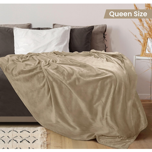 Utopia Bedding Fleece Blanket Queen Size Camel  Luxury Fuzzy Soft Anti-Static Microfiber Bed Blanket
