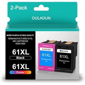 61XL Ink Cartridge Black and Color Combo Pack Replacement for HP 61 61 XL Ink Works with HP Envy 4500 4502 5530 Deskjet 10001510 2540 3000 Officejet 4635 4630 Printer (1 Black, 1 Tri-Color)