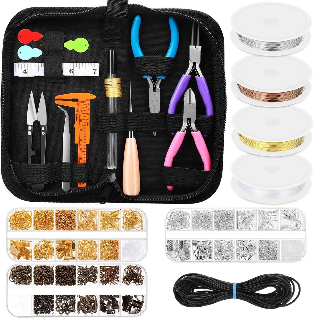 PAXCOO Jewelry Making Supplies Kit, Jewelry Making Kit with Jewelry Making Tools, Jewelry Wires and Jewelry Findings for Jewelry Making, Repair and Beading