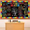 party greeting Math Growth Mindset Bulletin Board Set Maths Classroom Decoration Mathematics Paper Cutout Number Bulletin Board Border for Inspirational School Educational Wall Decor Teacher Supplies