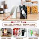 Ceramic Upright Spoon Rest, 6 Inch Heart-Shaped Pink Spoon Rest for Stove Top, Gomakren Standing Spoon Holder for Kitchen Counter - House Warming Decor Gifts, Pink Kitchen Accessories