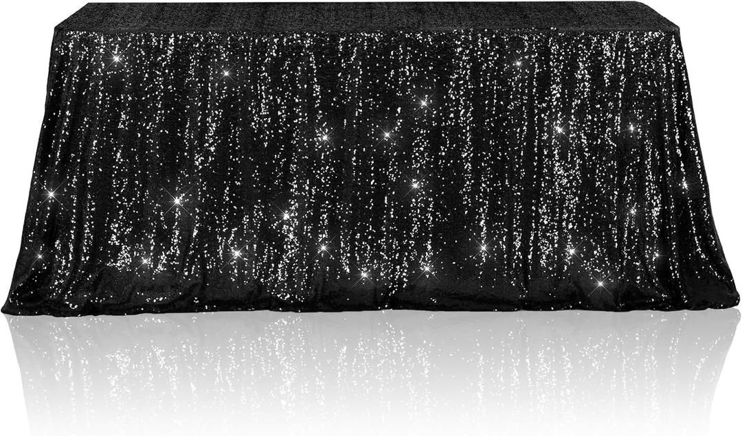 Poise3EHome Black Sequin Tablecloth 5072 Inch Rectangle Table Cover Overlay for Birthday Halloween Party Holiday Baby Shower Decoration (72" x 50" (Rectangular))
