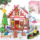 Christmas Gingerbread House Building Block for Girls Age 12+ with LED Lights, Christmas Village House Blocks Set with Christmas Tree and Train, Perfect Xmas Holiday for Adults, 1288Pcs