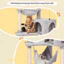 KIYUMI Cat Tree Cat Tower Condo with Sisal Scratching Post for Indoor Cats Tree Furniture with Hammock Perch and Kitten Ball Toys, Multi-Level Pet Activity Center (Grey)