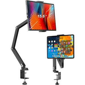 Foldable Flexible Tablet Stand Holder for Desk, 360 Adjustable iPad Arm Mount, Portable Monitor 15.6 Stand, Premium Phone Holder Compatible with iPad 13/12.9/11 Mini/10/9th, Samsung, Kindle