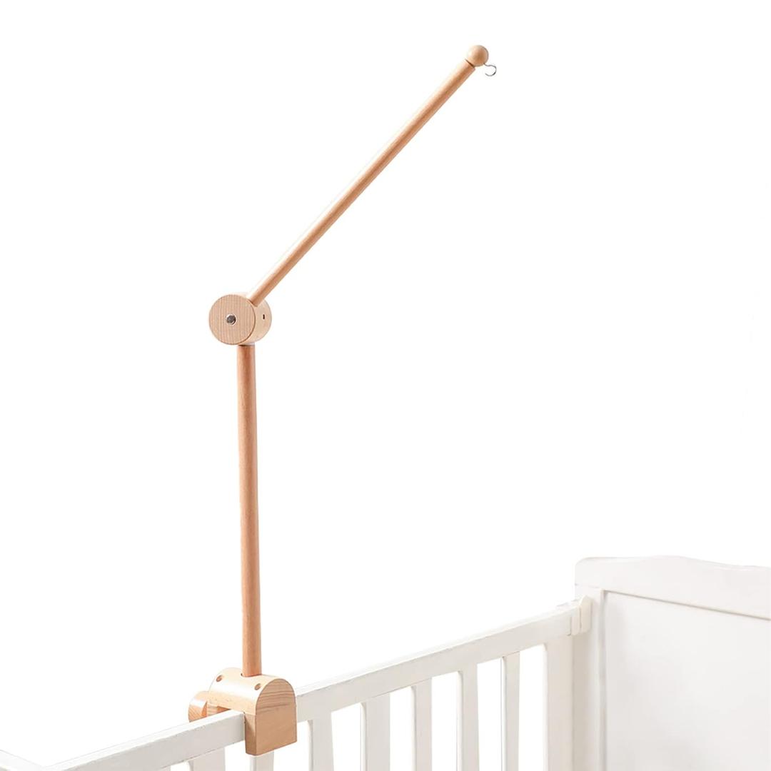 let's make Baby Crib Mobile Arm - Wooden Baby Mobile Crib Holder Height Adjustable for Hanging Baby Crib Attachment for Nursery Decor