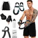 Livingstones Designs 5-in-1 Twister Arm Trainer with Bag, Gloves Pair, Bottle & Hand Gripper, Adjustable Chest Workout Equipment, Arm Trainer for Men, Chest Trainer for Men, Shoulder Muscle Training