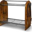 Saddle Rack Stand, Freestanding Horse Saddle Holder with Mesh Shelf, Hooks