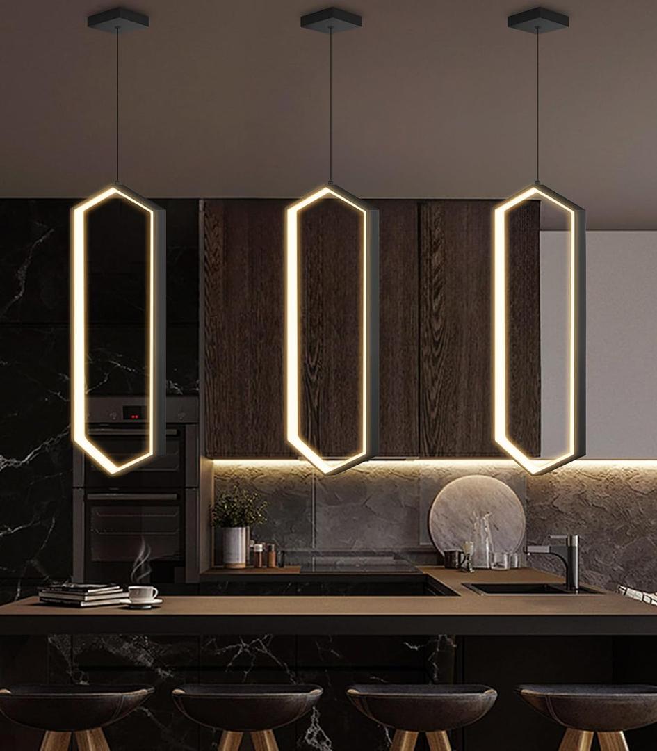 Ring Dimmable Pendant Lighting Adjust LED Mini Chandelier Ceiling Light Fixtures for Kitchen Island Dining Room Living Room Bedroom Hallway Black (20in x 9.8in x 70in)