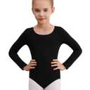WEGETIT Long Sleeve Leotards for Girls Gymnastics Toddler Ballet Leotard Girls Dance Shirts Bodysuit (Black,68Years)