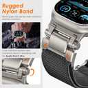 FULLIFE Stretchy Bands for Apple Watch Ultra 3/2/1 Band 49mm 46mm 45mm 44mm for Men, Rugged Solo Loop Nylon Sport Elastic Braided Straps for iWatch Series 11 10 9 8 7 6 5 4 3 SE3 with Metal Connector (Titanium Adapter-Gray)