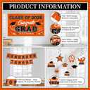 Graduation Decorations 2026 Orange Graduation Party Decor Set include Congrats Grad Banner Backdrop Class of 2026 Balloons Party Supplies