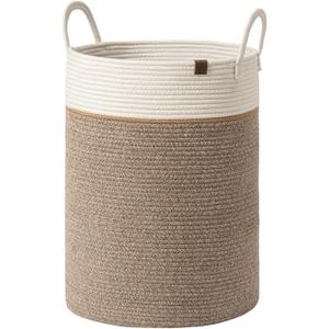 LA JOLIE MUSE Woven Basket Rope Storage Baskets - Large Cotton Organizer, Basket for Baby Blanket, Kids Toy Nursery Laundry Basket Mocha XL