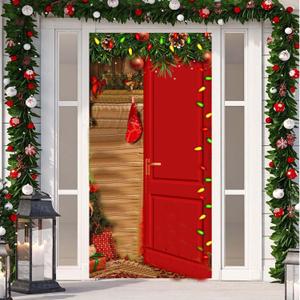 OUDE HOWER Cute Christmas Door Cover Christmas Door Decorations Christmas Front Door Decorations Funny Christmas Background Holidays Hanging Door Banner for Christmas Winter Decorations