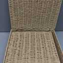 Newtay Set of 4 Woven Wicker Storage Baskets with Lids, Decorative Storage Boxes Lidded Rattan Organizer Bin Home Decor for Shelf, Coffee Table, Closet, Bathroom, Living Room(Paper Rope,Natural Color)