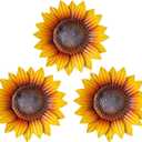 YEAHOME Sunflower Wall Decor - 9'' Metal Flower Wall Art Decorations 3 PACK Spring Yard Garden Sunflower Decor Hanging for Kitchen, Bathroom, Bedroom, Set of 3 Handmade Gift for Home, Indoor, Outdoor