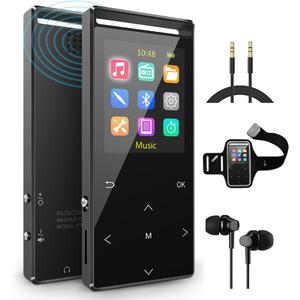 MP3 Player 64GB with Bluetooth Sport Armband,FM Record,Shuffle Play,Line-in rip Music,Voice Record,HiFi,Multifunction,Metal Shell