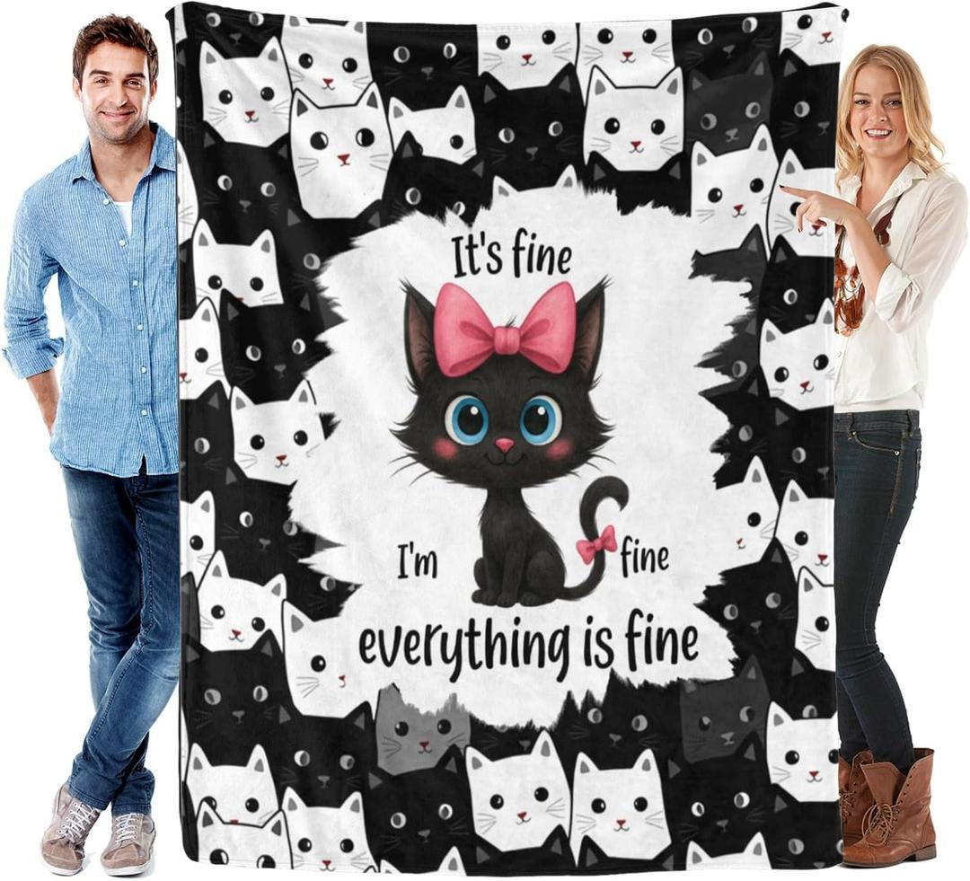 Cats Throw Blanket Cat Gifts for Women Soft Cozy Flannel Blankets for Home Decor Couch Bed Sofa for Birthday Christmas Cat Lover Mom 50x40''