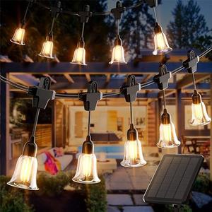 Solar String Lights for Outside,50FT Outdoor String Lights Waterproof, Shatterproof Edison Bulb, LED Hanging Christmas Lights Indoor with USB Port&Remote for Camping Patio Porch Garden Bistro Yard