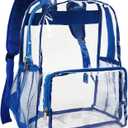Vorspack Clear Backpack Heavy Duty - Large Clear Backpacks for School See Through Bookbag for Girls Boys Transparent Bag for Work, Concert, College - Blue
