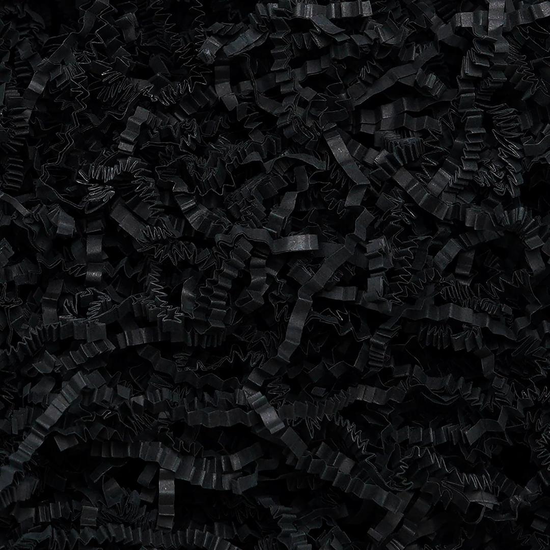 ROSYJUNE 8oz Black Crinkle Cut Paper Shred Filler, Iridescent Easter Grass Confetti Shredded Paper for Gift Baskets Boxes Filling, Birthday Wedding Valentines Day Decoration