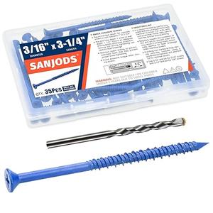 3/16" x 3-1/4" Concrete Screw Anchor, Blue Flat Head Screws for Anchoring to Masonry, Brick, Block, Cement or Stucco (Pack of 30)