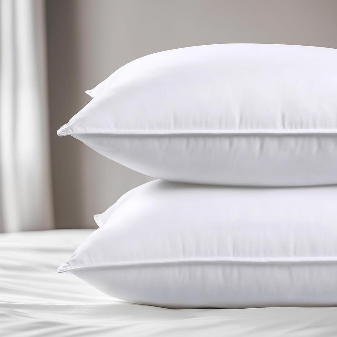 viewstar Bed Pillows Standard/Queen Size Set of 2, Hotel Quality, Down Alternative Pillow for Side, Back, or Stomach Sleepers (Double Stitch White)