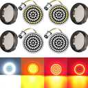 PBYMT 2 inch LED Turn Signals, 60 LEDs Front Rear Turn Signals Running Brake Light Kit with 4 Smoked Lens Cover Fit for Harley Davidson Touring Sportster Iron 883 Softail Dyna 1986-2024