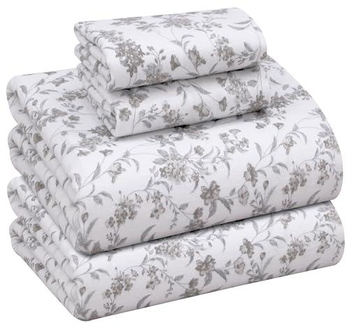 RUVANTI Flannel Sheets Full Size - 100% Cotton Double Brushed Bed Sheets Set, Deep Pockets 16 Inches, All Seasons Breathable & Extra Soft Full Sheets, Warm & Cozy, 4 Piece, Vintage Flora