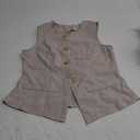 Floerns Women's Elegant Sleeveless Floral Button Down Blouse Crew Neck Office Tank Beige M