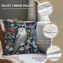 Vintage Owl Flowers Decorative Throw Pillow Cover William Morris Inspired- Vintage Flower Gift Art Farmhouse Cushion Pillowcase for Sofa Couch Bed Outdoor Living Room Home Decor (White Owl)