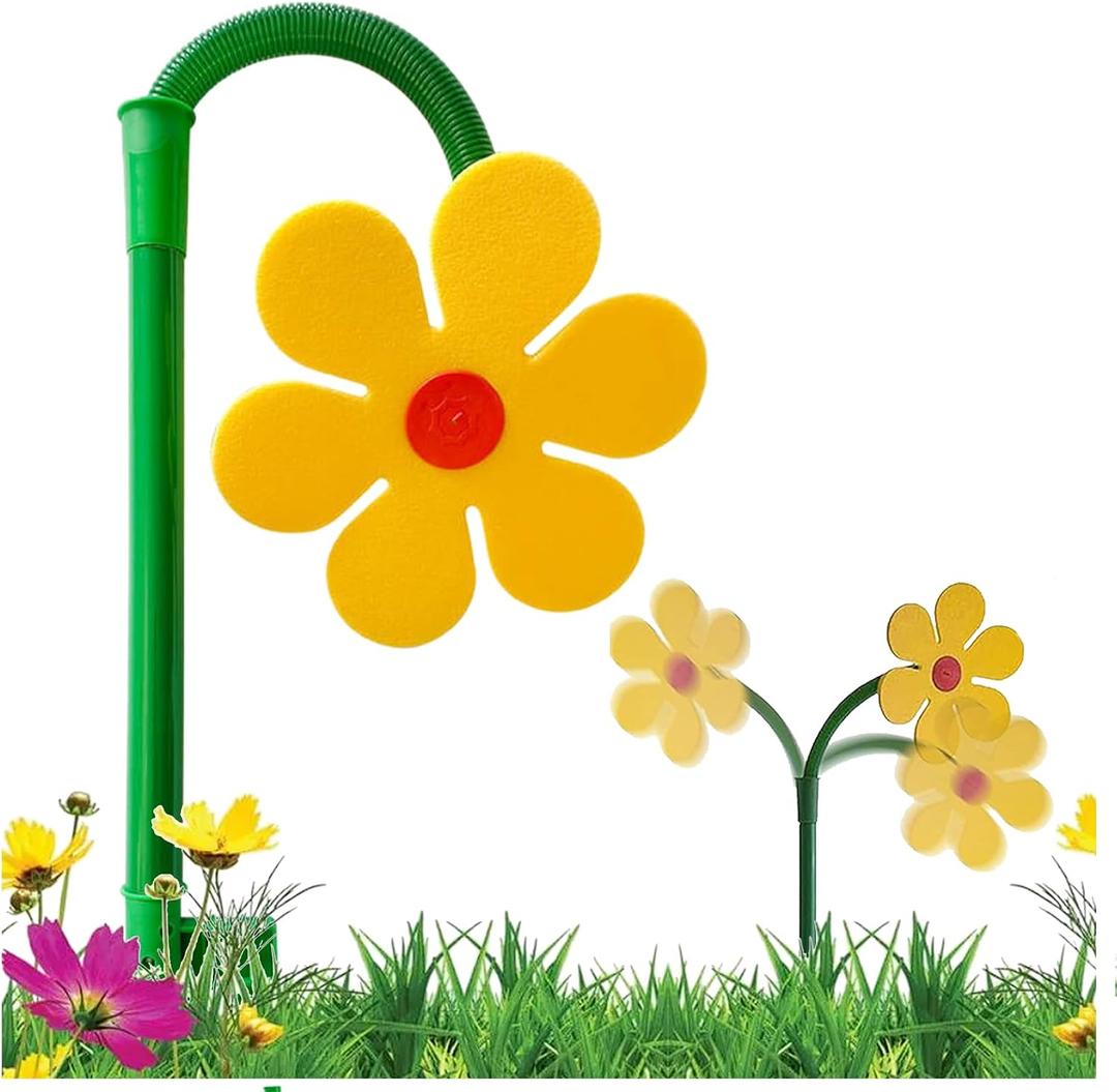 Crazy Daisy Sprinkler Funny Dancing Flower Sprinkler for Dogs | 360 Rotating Sun Flower Dancing Daisy Water Sprinklers for Lawn Yard Watering Dogs Outdoor Play Garden Sprinklers - Yellow