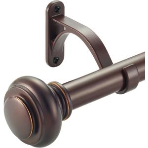 72-144 Inches Curtain Rods for Window, Vimayta 1 Inch Diameter Drapery Rod with Resin Finials, Ideal Adjustable Heavy Duty Single Curtains Rod for Bedroom, Living Room Decoration, Matte Brown