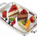 Rectangular Silver Serving Tray - Vintage Metal Tray for Whiskey - Dining Tableware and Decorative Platter Perfect for Entertaining and Home Decor