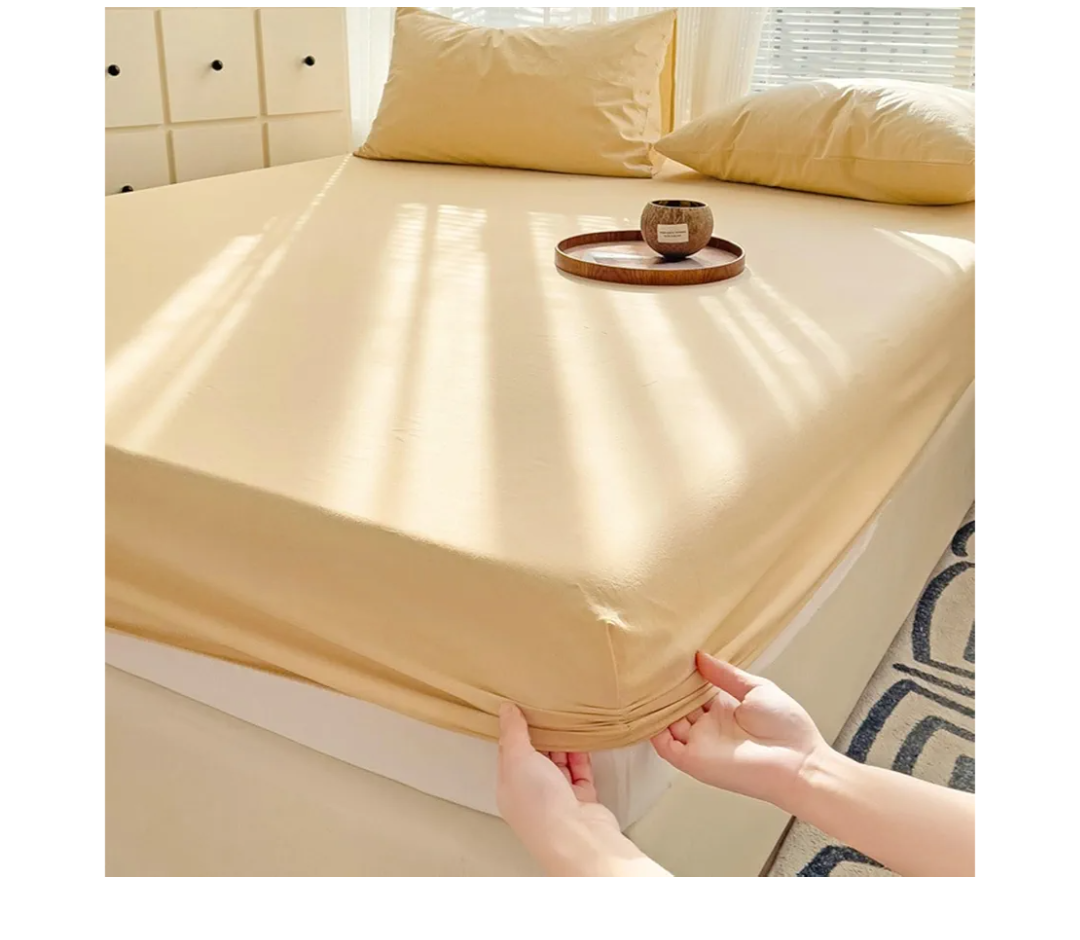 ANAZOZ Polyester Cotton Fitted Sheets Super King Light Khaki 8 inch Pocket, Solid Color Fitted Bed Sheets with 2 Pillowcases, 79"x87"