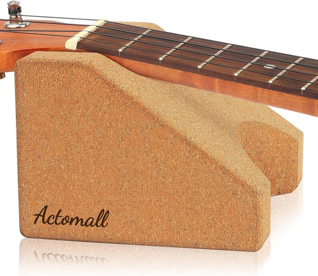 Cork Guitar Neck Rest, Guitar Neck Cradle Support Pillow, Guitar Accessories for Repair, Maintenance, Cleaning, String Instrument Luthier Tool, 100% Natural Cork Die-Cast Cut (Granule gold)