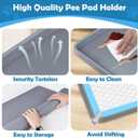 Dog Pee Pad Holder, Dog Potty Tray Silicone Puppy Pad Holder Tray Fits for 24" x 24" Training Pads, Puppy Potty Tray With 4 Clamps No Spill Raised Lip High Edge for Indoor Floor Protection (Dark Grey)