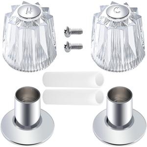 2 Set Shower Faucet Handle Replacement, Compatible with Price Pfister Contessa and Windsor Tub and Shower Faucets Clear Acrylic Hot and Cold Shower Knob Replacement for Remodeling Trim